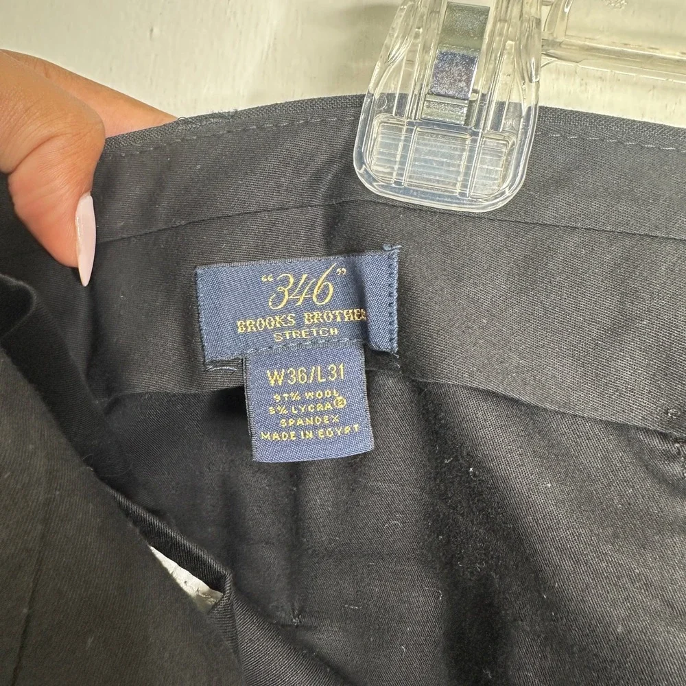 Brooks Brothers 346 Men Black Wool Stretch 3 Button Suit Blazer Pants 36W 31L 41